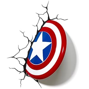 3D Light FX – Lampada da Parete Decorativa a LED, a Forma di Scudo di Capitan America della Marvel