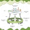 Baby Walker Foldable, 4-in-1 Toddler Infant Walkers with Wheels, 360-degree Rotatable Play Tray, for Boys and Girls 6-18 Months- Activity Center, 3-Gear Height Adjustable, Music and Lights(Green) #5