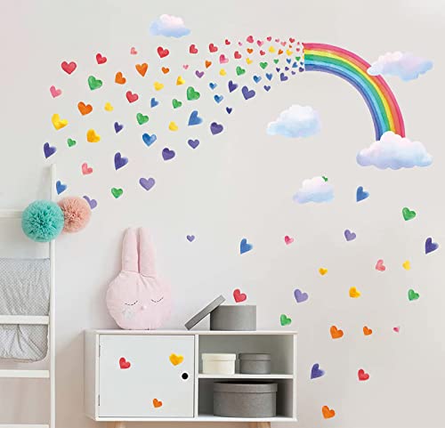 128 pegatinas de pared grandes de arco iris, coloridas pegatinas para ventana de arco iris, pegatinas extraíbles para ventanas de arco iris, habitación de niños, decoración del hogar Cover