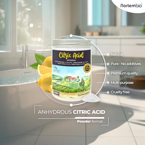 Nortembio Citric Acid 2,5kg – 100% Pure Anhydrous Concentrated Powder – Natural Multi-Purpose Household Cleaner – Free eBook Included