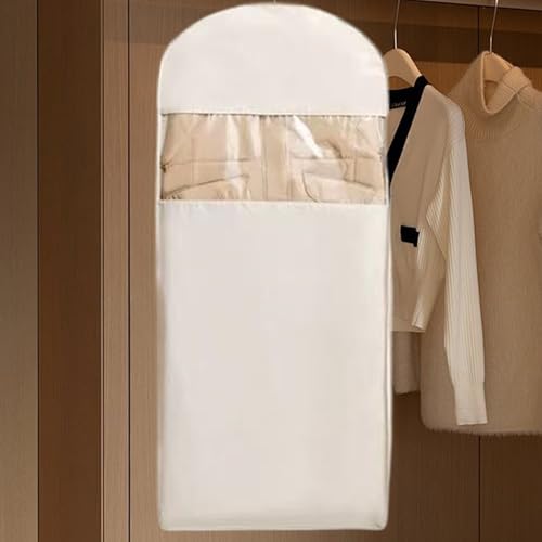 2 Pieces Space Saving Hanging Large Garment Bag, 51x23 in Dustproof Self-Compression Closet Organizers, Large Space-Saving Clothes Bags for Down Coat and Quilts2