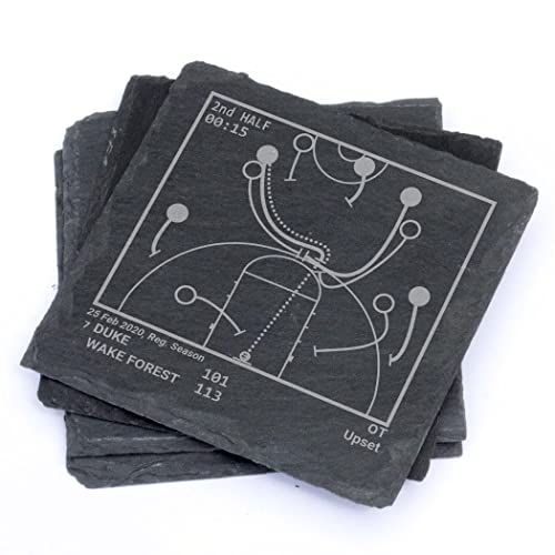 Greatest Wake Forest Basketball Plays: Slate Coasters (Set of 4) | Unique Wake Forest Gift for Men and Sports Fans | Iconic Basketball Moments