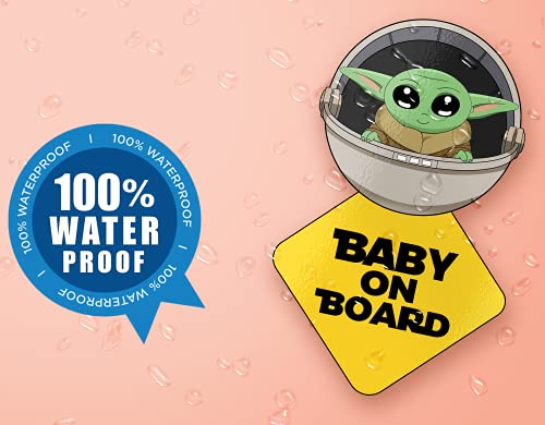 Image of Super Cute Baby Yoda on Board - Clear Visible Baby on Board Sign (Parent) (One Pack)
