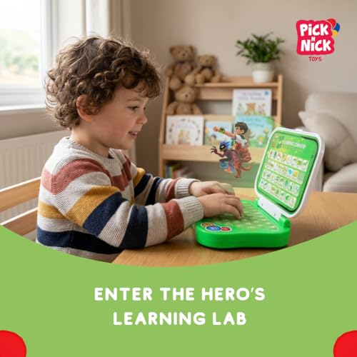 Image of Educational Laptop Toy for Kids 4+ | Interactive Learning Computer with Keyboard | Learn ABC, Letters, Words, Numbers, Spelling, Quiz & Object Recognition | Green Laptop Toy