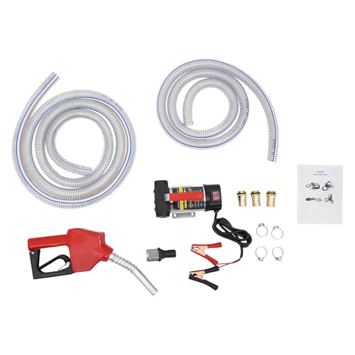 175W 12V Elektrische Dieselpumpe 3600U/min Heizölpumpe Selbstansaugend Pumpe 45l/min Max Durchflussrate Kraftstoffpumpe 5m Max Saughöhe mit 1 Selbstdichtende Ölpistole