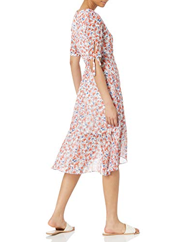 Tommy Hilfiger Women's Tie Sleeve Faux Wrap Dress, Ivory/Grenadine, 16 #TOP1