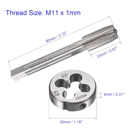MACHSWON M11 x 1mm Metric Tap and Die Set - Machine Thread Screw Tap with Round Threading Die Kit for Thread Repair - Image 3