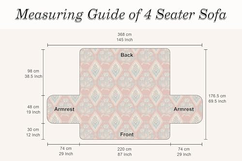 Image of Cloth Fusion 300 GSM Quilted Jaipuri Theme Printed 4 Seater Sofa Cover Mat-Style Fully Covered with Armrest Pockets, Adjustable Straps & Lock Fit (220 cm Seat Run, Diamond Trellis)