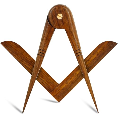 Juego masónico de cuadrante y compás de madera de 6.5 pulgadas miniatura 1