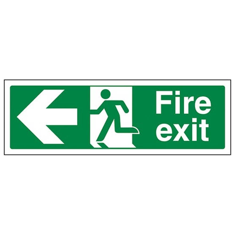 V Safety Fire Exit - Fire Exit Arrow Left - 450 X 150mm, Multi, 450x150mm