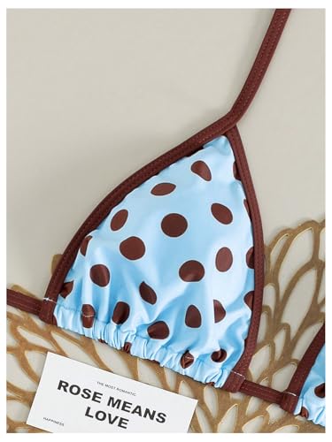 Image of WDIRARA Women's Polka Dots 2 Piece Swimsuit Halter Triangle String Bikini Set Tie Side Bathing Suit