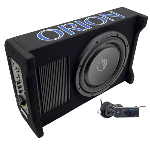 ORION Cobalt CPE100 10” 1600W Max Active Down-Firing Subwoofer Thin Enclosure with Built-in Amplifier – Slim Loaded Sub for Tight Spaces in Cars and Trucks, Air-Tight Sealed Shallow Mount Enclosure