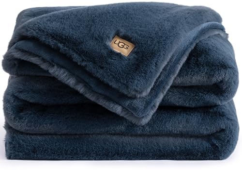 UGG Plush Faux Fur Throw Blanket Reversible Medium Weight Luxury ...