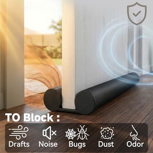 Image of MAXTID Under Door Draft Stopper 36 Inches Black Door Bottom Seal Strip Weather Draft Guard for Bottom of Doors Gap Filler Interior Door Sweep