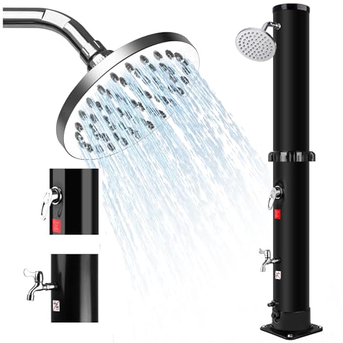 upstartech Douche Solaire 35L Ou18L, Douche de Jardin Solaire avec 360° Rotatif Pomme de Douche et Robinet de Pied, sans Raccordement Electrique, Régulation de la Température et de la Pression (40L)