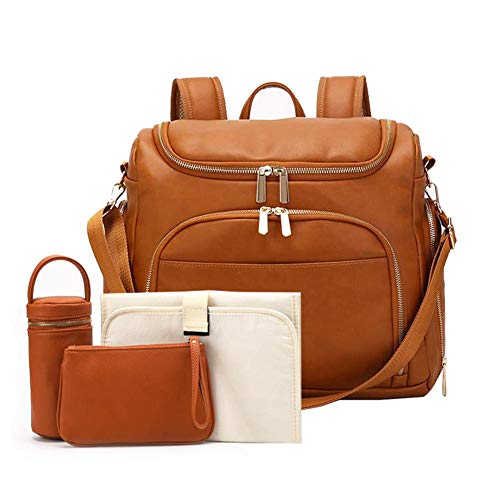 Wickeltasche, Rucksack, multifunktional, Reisetasche, Wickeltasche, PU-Leder, wasserdicht, große Kapazität, Babytasche mit Wickelunterlage