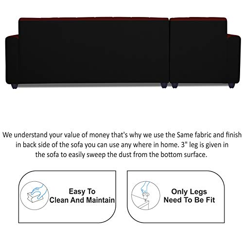 Image of Adorn India Rio Highback L Shape 6 Seater Sofa Set (Left Side Handle)(Maroon & Black)
