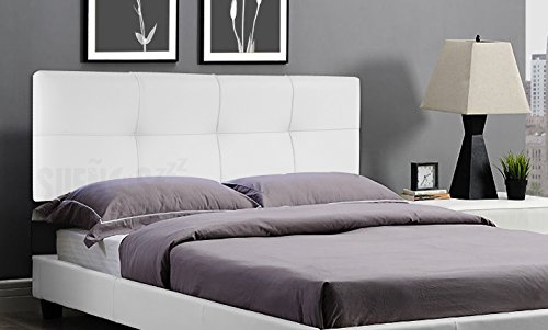 SUENOSZZZ-ESPECIALISTAS DEL DESCANSO Cabecero de Cama Square tapizado en Polipiel para Camas de 135 (145 x 57 cm) Polipiel Blanco - imagen 2