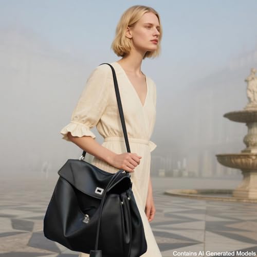 Bolso Tote de cuero genuino para mujer miniatura 3