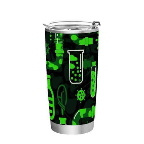 siphylline Botella de agua de acero inoxidable verde y azul con tapa, taza de viaje de 20 onzas para agua, té helado o café, bonito vaso de café de 20 onzas
