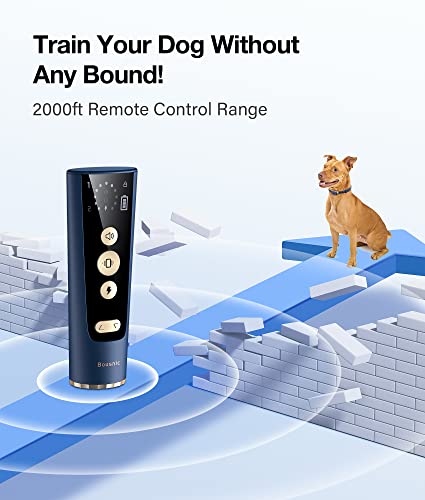 Bousnic Dog Training Collar - Shock Collar For Large Medium Dogs (15-140Lbs) With 2000Ft Remote Waterproof Rechargeable E-Collar With Beep Vibration Safe Shock Modes, No Prongs No Shock For Optional #TOP2