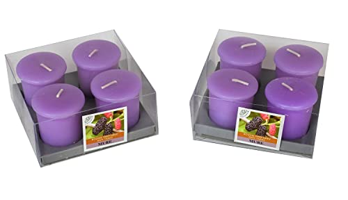 Juego de 8 Velas Votivas Decorativas, Anti-Tabaco, Entregadas en su Caja, Para La Decoración Del Interior De Su Casa Y Crear Un Ambiente. Violeta, perfume de pared 4x6 cm Duración 10h