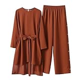 Casual Muslim Clothes For Women Dress Top Abaya Dress Robe Long Pan Prayer Clothes For Muslim Women Modest Islamic Dubai Abayas Outfits for Id al-Fitr Corban Festival Eid Plus Size Brick Red C L