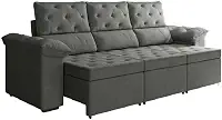 Sofá Retrátil 3 Lugares 2,10m York Suede Cinza
