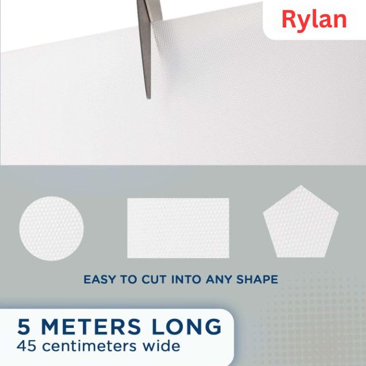 Image of Rylan (45 cm x 5 m) Multipurpose Anti-Slip Mat, Sheet for Fridge, Kitchens, Cupboard, Drawers, Shelf Liner | Super Strong EVA, Water Resistant (Diamond Texture, White)