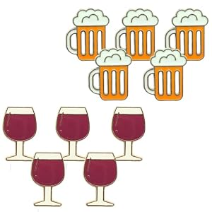 PYRUVAE 10 Stücks Oktoberfest Anstecker Pin Bier & Cocktail - Lustige Metall Brosche für Trachten, Dirndl & Schützenfest - Hochwertige Accessoires für Taschen, Hüte & Kleidung