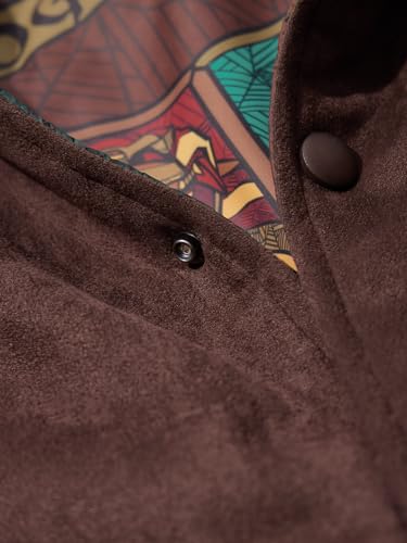 Image of The Souled Store Reversible Bomber: Harry Potter Hogwarts Men and Boys Long Sleeves Band Neck Brown Embroidered Polyester Oversized Jackets