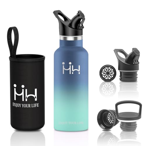 水筒 500ml 二種類の蓋付き 耐熱ボトル BPAフリー 洗いやすい 滑り止め塗装 高密封性 結露防止 二重壁設計 漏れ防止 ステンレスボトル 真空断熱 断熱ボード 保温 保冷 炭酸対応 軽量 持ち運び便利 布袋付き 通勤向け アウトドア キャンプ 旅行