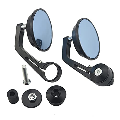 Espejos retrovisores de manillar 7/8 para motocicleta de aleación de aluminio negro 6