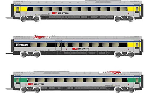 Arnold ETR 610 wagons intermédiaires SBB livrée ex Cisalpino de l'époque VI haute fidélité