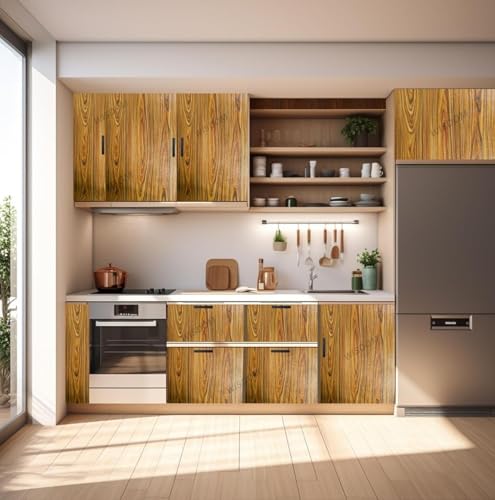 Image of WISDOM Wood Grain Contact Paper Peel and Stick Wallpaper Self Adhesive Wall Paper for Countertop Drawer Shelf Liner Cabinet Furniture (Sparkal Wooden, 24x200 Inch)