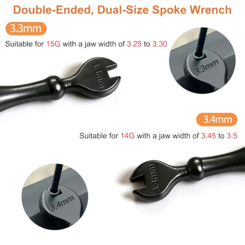 Image of Bike Spoke Wrench Tool Kit, 9 Pieces Bicycle Wheel Repair Tool Set with Tire Levers, Nipple Wrenches, and Valve Core Removal Tool