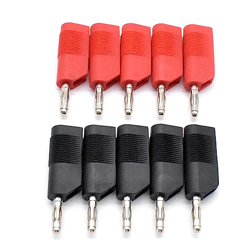 Image of zhenyu 10Pcs 4mm Banana Plugs Male Stackable Connector Speaker Cable Adapter with Solderless Screw Connection for Multimeter Test Leads Probes, Screw Type (Red+Black)