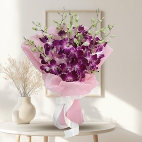 FLORANET Beautiful Bouquet – 8 Wonderful Orchids arranged with care, perfect for Anniversary, Birthday, Wedding, Congratulations, Mother's Day (Same Day Delivery Available).-picture-13
