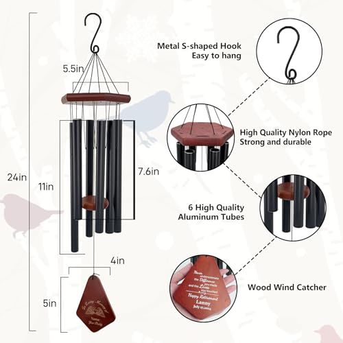 Image of ASTARIN Personalized Name Memorial Wind Chimes, Sympathy Gift for Loss of Lover Mom Dad, Bereavement Deep Tone Wind Chimes for Outside in Memory Gift, Decor Outdoor Garden Patio