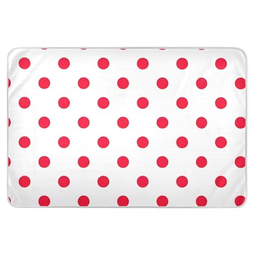 Red Polka Dot White Retro Waterproof Pads, Large, Water Proof Pads for Bed, Washable Pee Pads