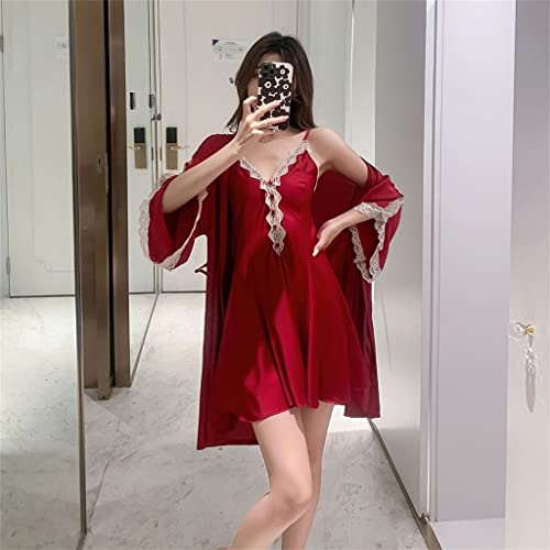 Robe kimono pour femme en dentelle et pyjama en satin sexy XL