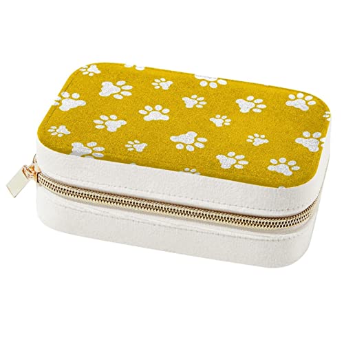 Sac de rangement bijoux voyage multi-compartiments jaune et blanc étanche