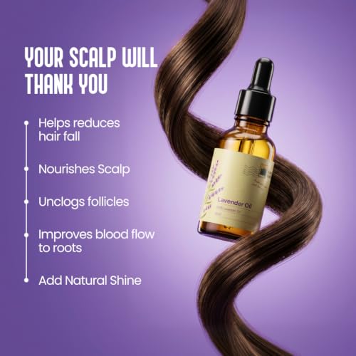 Image of My Pahadi Dukan Lavender Essential Oil 30 ml, Pure Natural Steam Distilled, Supports Healthy Hair & Growth, Skin Care, Hair Fall Control, and Relaxing Sleep, Organic, Undiluted, No Sulphate or Mineral Oil