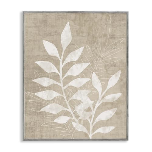 Natural Neutral Botanical Leaves, 11 x 14 Inch Framed Giclée Print