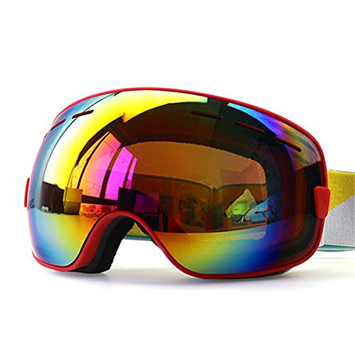 Lunettes de ski rouge universelles avec double écran anti-buée pour adulte et jeune