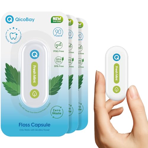 QicoBay Refill Floss Capsule for C1S Flosser, Not Intended for Standalone Flossing,90 Continuous Uses per Pack, Efficient Plaque Removal, PFAS-Free, Zero Waste,Fresh Mint(3 Pack)