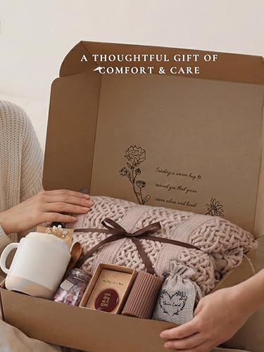 Get Well Soon Gift Baskets for Women - Earth Tone Self Care Package - After Surgery, Sympathy Gifts for Loss of Loved On - Additional View