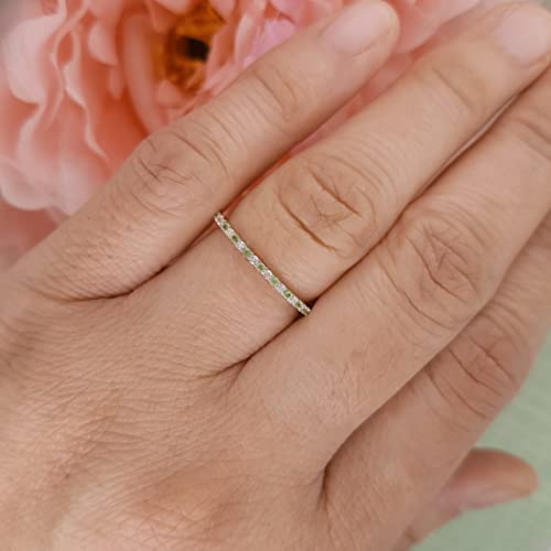 Dazzlingrock Collection Alternate Round Peridot & Diamond Stackable Wedding Band for Women in Solid Gold2