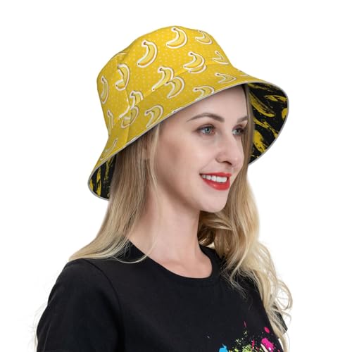Image of Bucket Hat Double-Side-Wear Reversible Sun Hat Beach Travel Hiking for Women Men