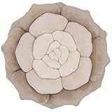 Throw Pillow in Monochromatic Colors - Flower Shaped Pillow – Soft Plush Floral Throw Pillow for Bed, Couch, Sofa & Kids Room | Cute Fluffy Bloom Cushion for Aesthetic Room Decor (Beige)